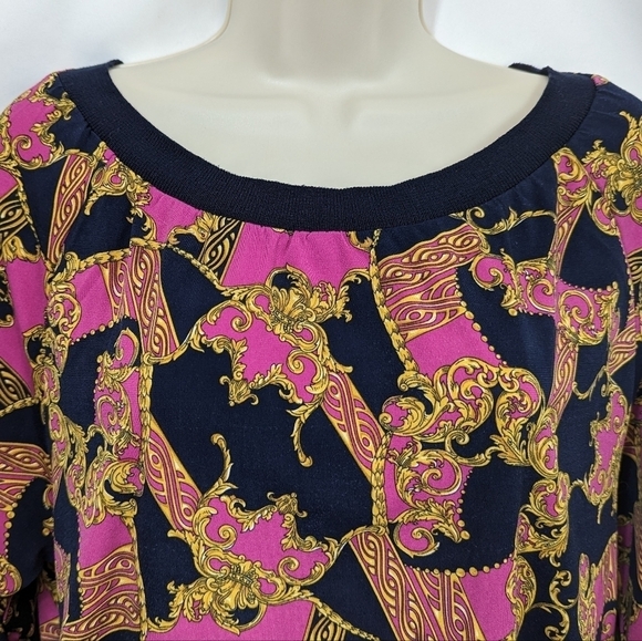 Ellen Tracy Baroque Jacquard Print Boat Neck Top Sz XS - Picture 3 of 13